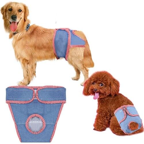 Dog Diapers Physiological Pants Breathable Washable Female Dog Shorts Soft Girl Dogs Pants Denim Pet Underwear Sanitary Panties