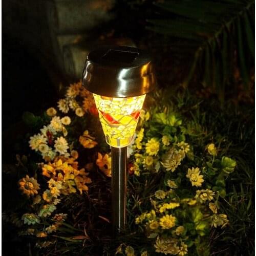 3Pcs Mosaic Solar Outdoor Lawn Light Waterproof Ip55 Stainless Steel Garden Led Decoration Light for Landscape Yard Pathway