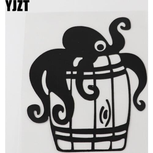 YJZT 12.3CM×14.1CM Amusing Ocean Animal Octopus In A Bucket Decal Car Stickers Vinyl Black/Silver 13D-0990