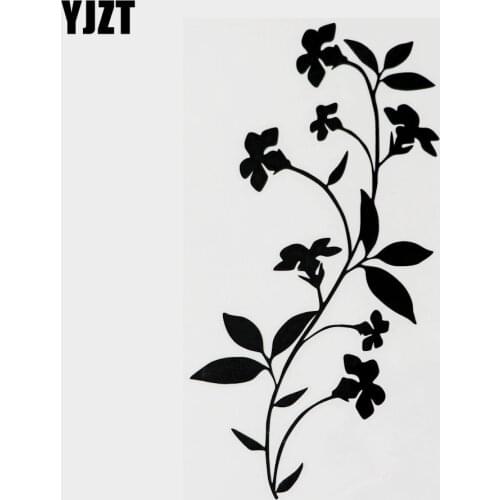YJZT 9.5CM×17.8CM Fashion Flower Plant Graphical Vinyl Car Sticker Decal Black/Silver 18B-0122