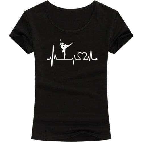 Ballet Ballerina Dance Heartbeat Printed T-Shirts Women 2020 New Fashion Short Sleeve T Shirt Cotton Harajuku Sexy Lady Tops