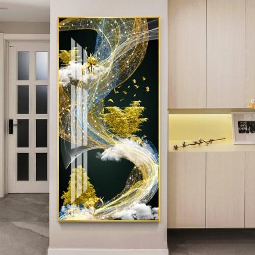 Golden Tree Elephant Crystal Porcelain Painting Deer Diamond inlay Painting Modern Wall Art Picture For Living Room Home Decor