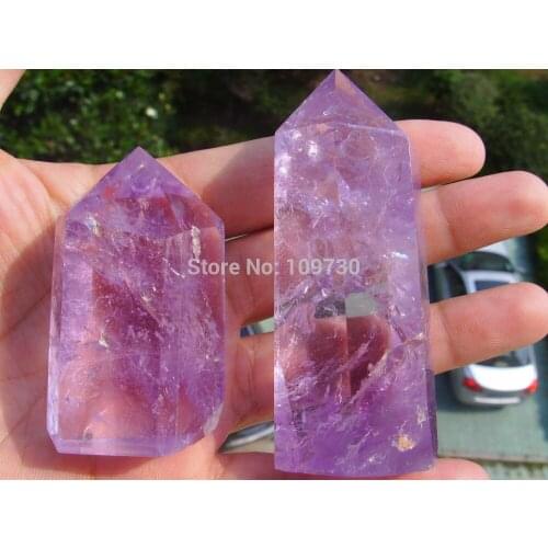 001620 2pcs Natural Amethyst Quartz Crystal Point Cut Polished Healing