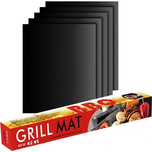 2pcs/5pcs Non-Stick BBQ Grill Mat Pad Reusable Barbecue Baking Liners Reusable Cooking Sheets Pad Outdoor Picnic Cooking Tool