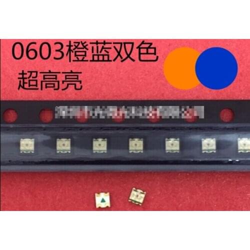 200pcs bicolor smd 0603 led diode orange@blue color