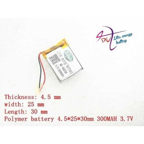 3.7v lithium polymer battery 452530 300MAH MP3 MP4 Bluetooth battery clip with protection board