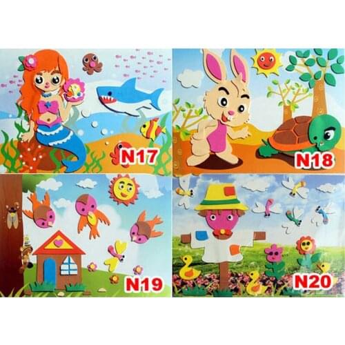 Handmade 3D Children Puzzle DIY Mosaic Foam Stickers Art EVA Cartoon 3D Sticker Creative Educational Toys For Kids