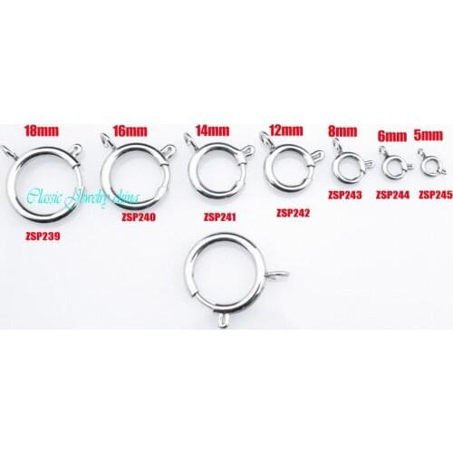 5mm-18mm Bolt Spring stainless steel necklace end Clasps spring fastener jewelry accessories 100pcs ZSP239-ZSP245