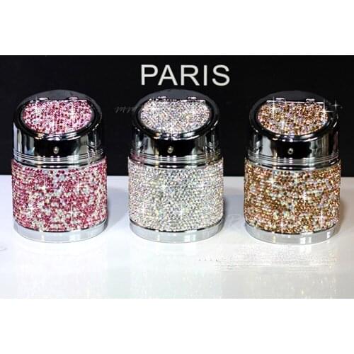 5 Kinds of White Rhinestone Ashtray Auto Travel Cigarette Ash Holder Cup Bling Handmade Cystal Special Ashtray