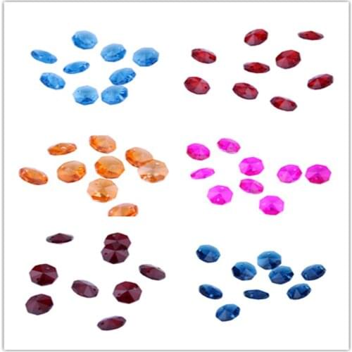 Free Shipping 500pcs/lot 14mm Mix Color Crystal Octagonal Beads Decoration Crystal Chandelier Light Lamp DIY Parts Accessories