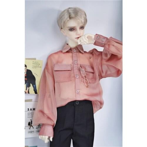 BJD doll dress suits 1/3 1/4 MSD Uncle Size lantern sleeve loose-fitting chiffon/silk imitation shirt 2 color doll accessory