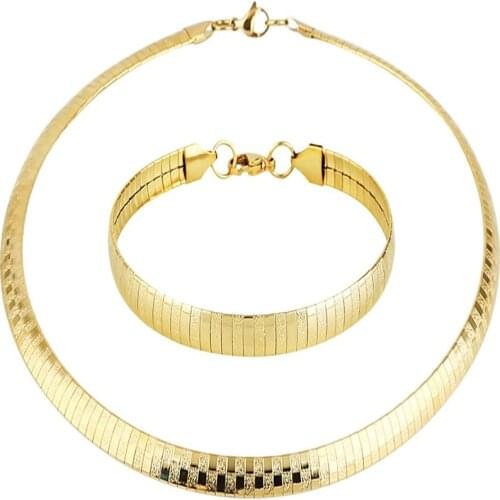 Fashion Stainless Steel Omega Chain Necklace and Bracelet For Women Torques Snake Jewelry Set 4MM 6MM 8MM Solid metal Gifts