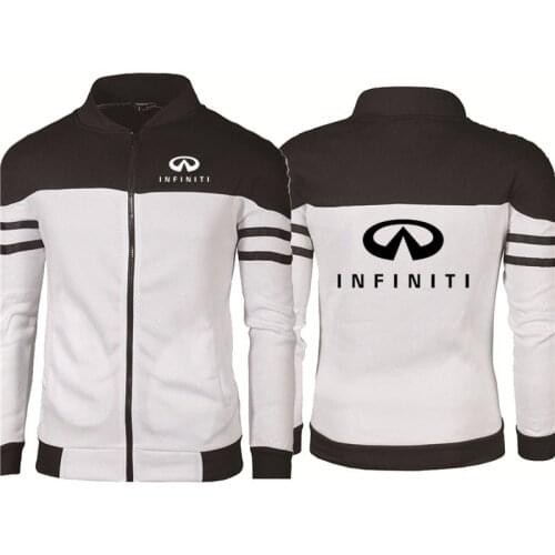 Harajuku Spring Autumn Mens jackets Infiniti car logo Print Casual high quality Cotton Mens pulloverZip Jacket Sweatshirt