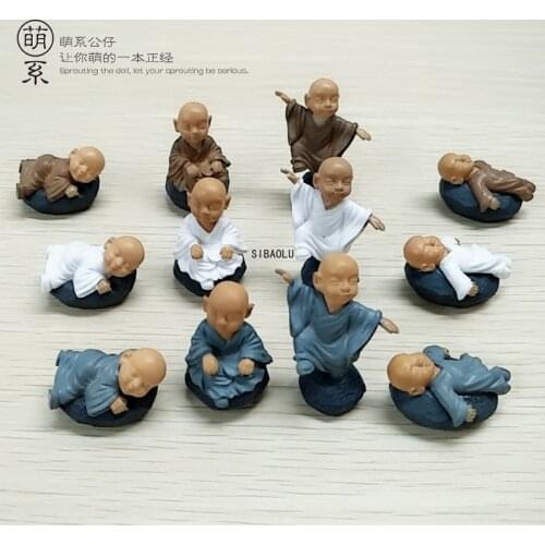 Chinese Feng Shui Wealth Monk Figurine Bonsai Home Decor Miniature Fairy Garden Decoration Accessories Modern Resin Craft Statue
