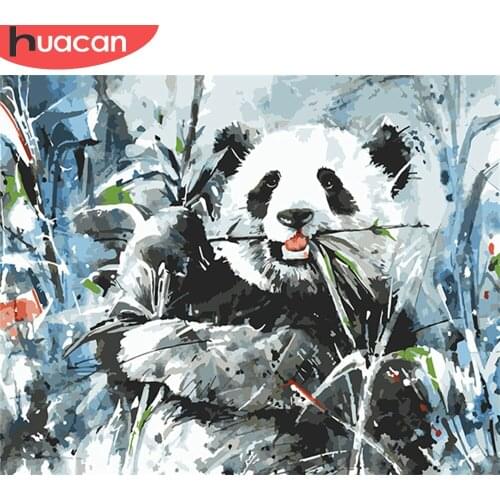 HUACAN DIY Pictures By Number Bear Kits Drawing On Canvas Painting By Numbers Panda Hand Painted Paintings Art Gift Home Decor