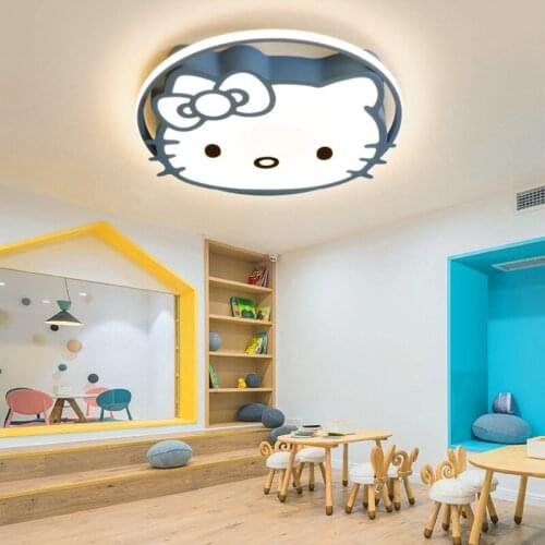 Creative Simple modern Cute led ceiling lamp personality Kitty cat children room lighting study room girls room led iron lights