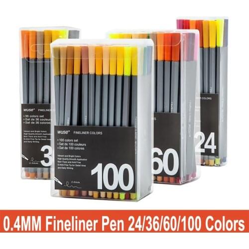 100 Colors Fineliner Marker Pen 0.4mm Water Based Assorted Pigment Ink Arts Drawing for Children Graffiti Hook Fiber Sketch Pens