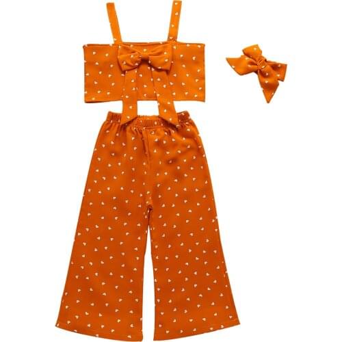 2-6Years Baby Tank + Trousers + Bow Headband, Polka Dot Printing Elastic Waist Summer Clothing