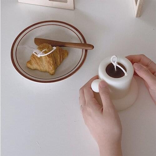 Cute Cup And Coaster Scented Gypsum Candle Silicone Resin Epoxy Soap Mold Handmade Mug Diffuser Stone Plaster Decoration