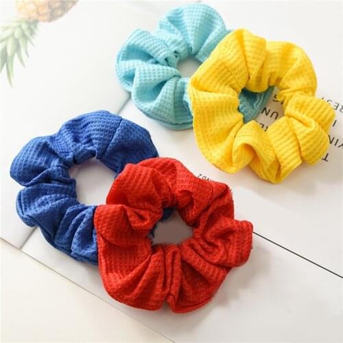Soft Cotton Ribbed Solid Color Scrunchie Elastic Hair Ties Ponytail Hair Ring princess Yellow Blue Headbands Ponytail Hair Rings