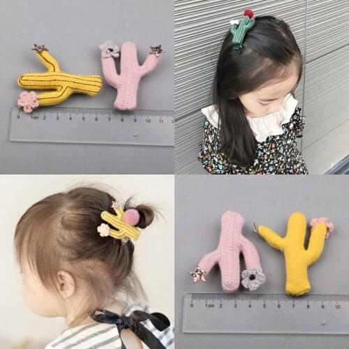 Newest Handmade Crochet Fabric Patch Craft Cactus Plant Cute Girls Hair Jewelry Bow Center Ornament Accessories DIY Button Craft