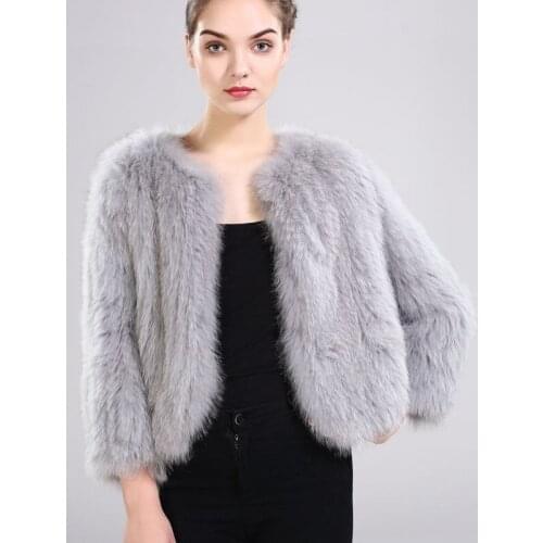 New arrival lady natural fox fur jacket knitted real fox fur coat warm soft fashion slim