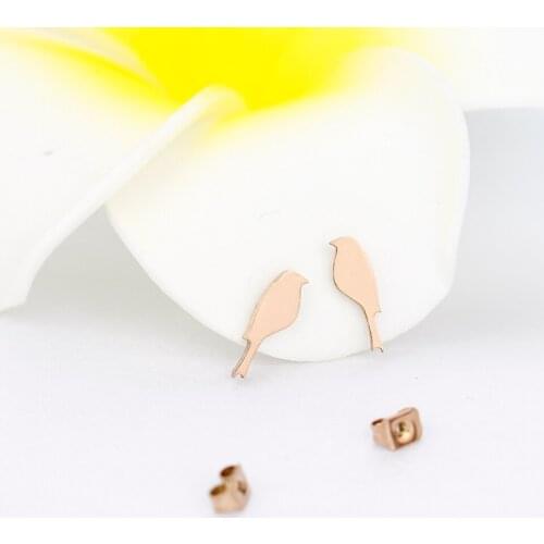 Wholesale 10Pair Dropshipping Animal Jewelry Stainless Steel Bird Stud Earrings For Women Gifts Gold Color Earring