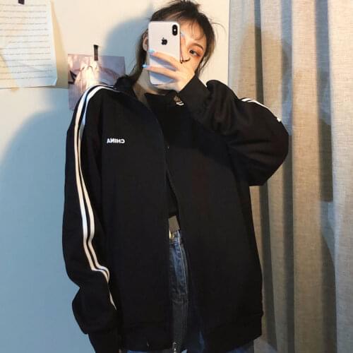 Coat Women Korean Spring Autumn Coat Female Sweatshirt Sport Suit Women Harajuku Kpop Streetwear Punk Tracksuit Loose Bf Zipper