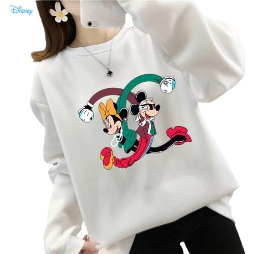 Disney Anime Mickey and Minnie Mouse Couples Matching Sweatshirts Women/ Men Crewneck Long Sleeve Fleece Thick Poleron Anime Y2K
