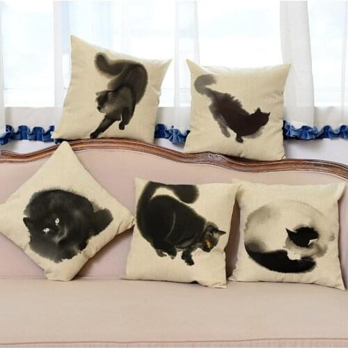 Pillows cushion new Year decoration gift Ink painting animal cats Pillow cushions christmas decorations for Almofada cojines