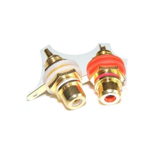 20pcs/lot Gold Plated RCA Female plug Jack Audio Socket Amplifier Chassis Socket Red and white