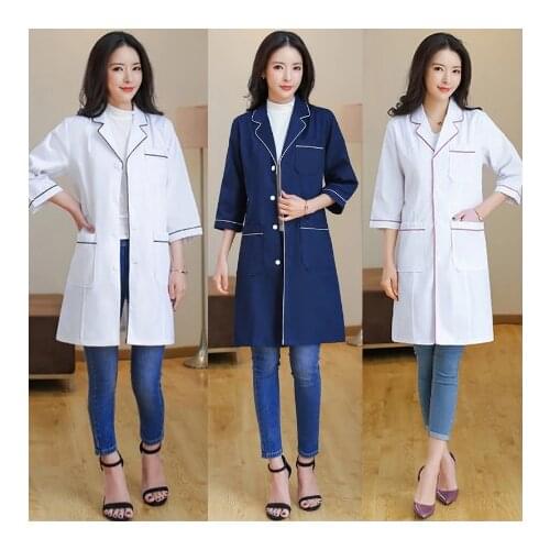 Beauty salon workwear dust-proof white lab coats Long section scrubs Uniforms pet grooming clothing Lab coats Famale spa uniform