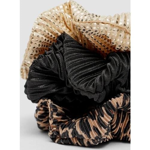 New pleated scrunchies park leopard solid design rubber bands for hair accessories moda scrunchy hair tie hair hoop ornaments