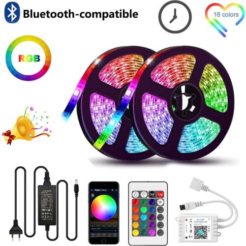 APP Control Bluetooth LED Strip Lights 16.4ft 32.8 ft Flexible 5050 SMD RGB LED lights 5M 20M LED Strips with IR 24key Control