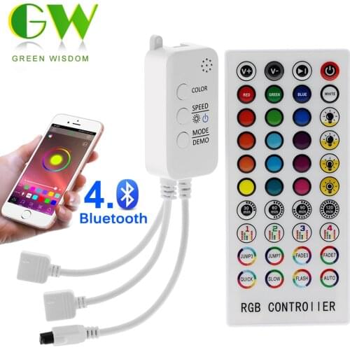 RGB LED Controller DC12V Bluetooth Music Controller with Timer Mode + 40 Key IR Remote Control for 2835 5050 RGB LED Strip Light