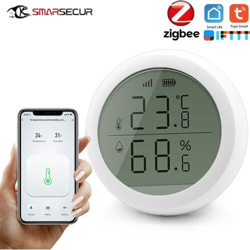 Tuya Zigbee Temperature Humidity Sensor with LCD Screen High Accuracy T&H Sensor Work with Gateway Hub Home Automation Module