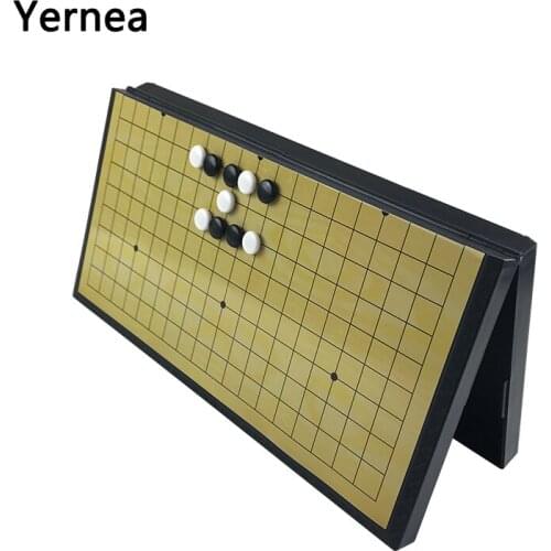 Yernea New Resin Go Game Children Enlightenment Black And White Foldable Board For Chess Game Box Travel Portable Chess Magnetic