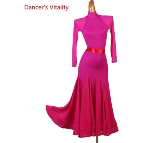 Ballroom dance womens dress waltz long sleeves clothing Tango performance dress custom adult child dance competition dresses