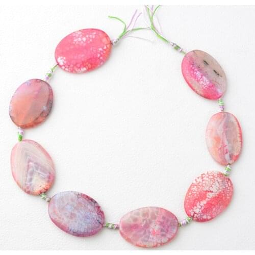 1 strands/lot Natural Faceted Cracked Smooth irregular oval Barbie powder agate beads For DIY Necklace Jewelry Making