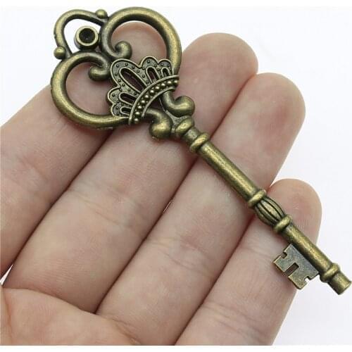 1pcs Charm Key Retro Vintage Large Key Charms Pendant For Jewelry Making Antique Bronze Color Big Key Pendant 84mm
