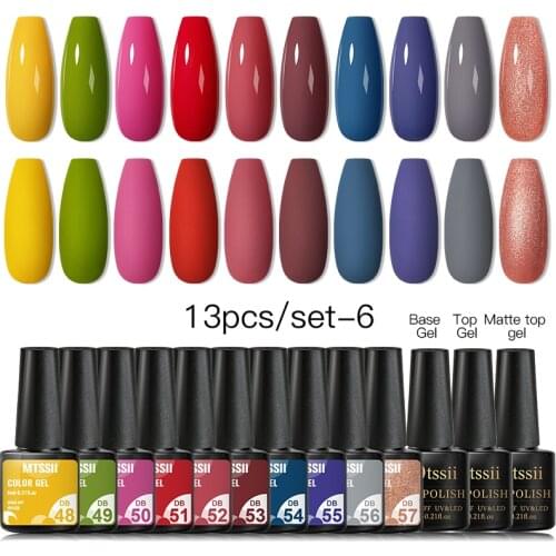 Mtssii 13/9pcs Gel Nail Polish Set Manicure Semi Permanent Hybrid Varnish Soak Off Uv Gel Vernish Color Gel Kit Top Base Coat