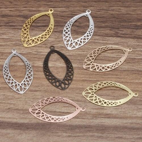 20pcs 20x37mm Copper Hollow Flower Leaf Charms Pendant For Women DIY Jewelry Earrings Necklace Accessories