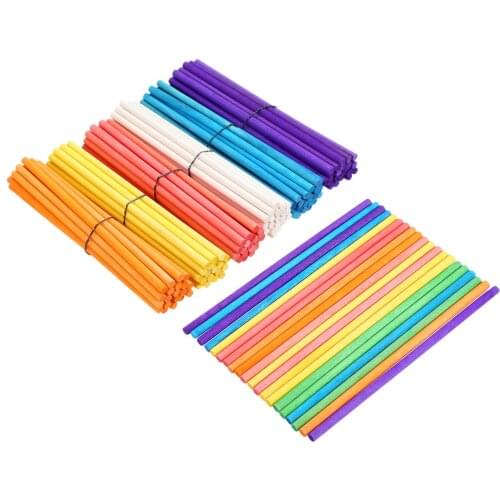 20pcs 5mm*150mm Round Wooden Rods Solid Sticks Counting Kids Educational Toys Food Lollies Natural/Colorful Craft DIY Model