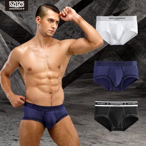 52025 Men Underwear Briefs 3-Pack Cotton Modal Seamless Breathable Underpants Men Sexy Underwear Male Trendy Briefs Men Slips