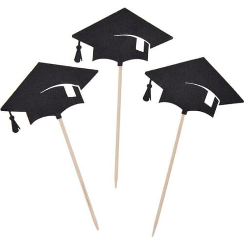 6pcs Doctor Hat Cupcake Topper Congrats Grad Cake Topper For College Graduate School Graduation Celebrations Cake Decorations