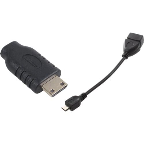 HOT-1Pcs Usb A 2.0 Female To Micro-Usb B Male Cable Adapter & 1Pcs Micro-Hdmi Type D Female To Type C Hdmi Male F/M Adapter
