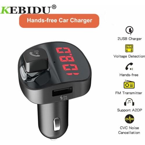 Kebidu Car Dual USB Phone Charger Bluetooth 4.2 Handsfree Kit FM Transmitter Stereo Audio Receiver TF card U disk Voltage Tester