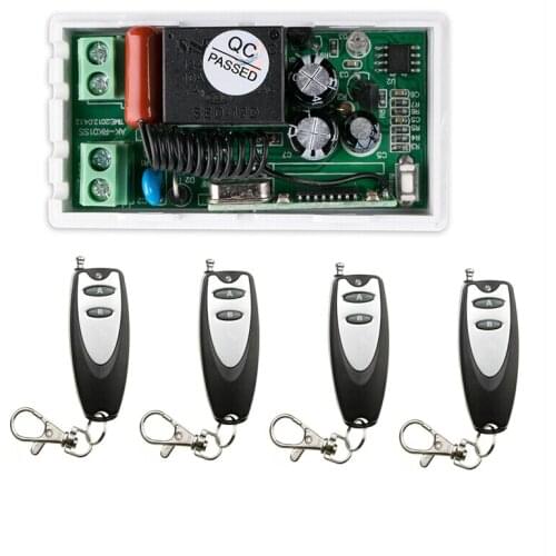220 v 1 ch RF wireless remote control switch 1* receiver+4 * transmitter Simple connection 2 key inter-lock