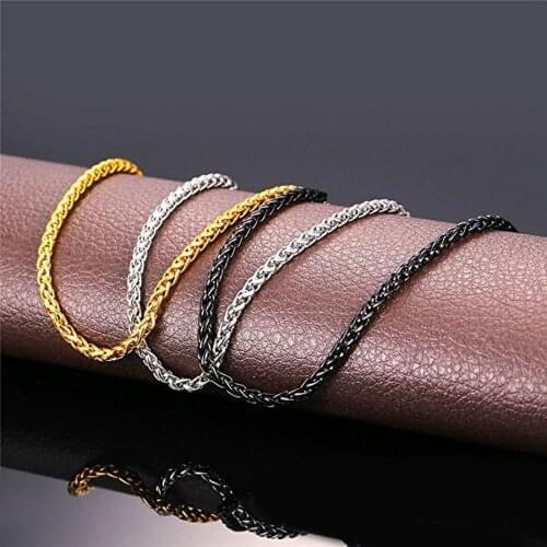 Stainless Steel Gold Black Keel Chain Necklace Bracelet Fashion Jewelry For Women Men Wedding Birthday Party Gift 3/4/5/6MM