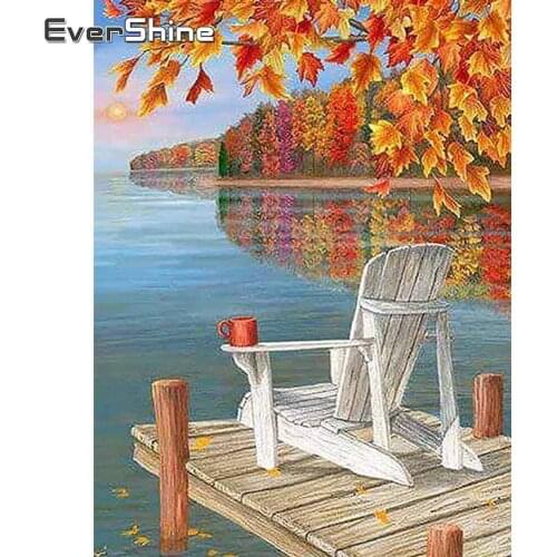 EverShine Diamond Painting Seaside Cross Stitch 5D DIY Diamond Mosaic Landscape Picture Rhinestones Bead Embroidery Needlework